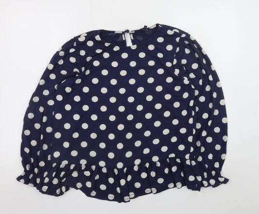 Next Women's Blue Polka Dot Long Sleeve Tunic Blouse Size 16