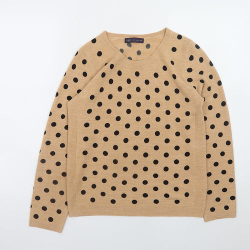 Marks and Spencer Women’s Beige Polka Dot Crew Neck Jumper UK 10