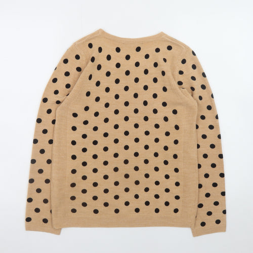 Marks and Spencer Women’s Beige Polka Dot Crew Neck Jumper UK 10