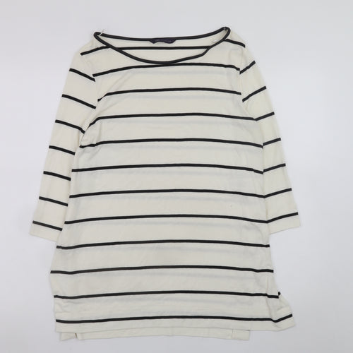 Marks and Spencer Women White Striped Shift Dress Size 8 3/4 Sleeve