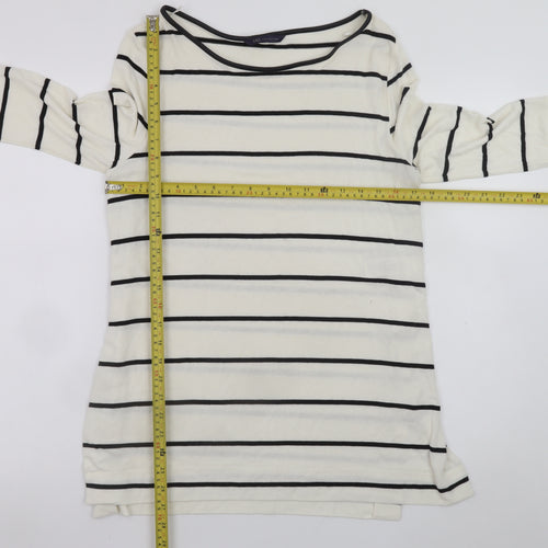Marks and Spencer Women White Striped Shift Dress Size 8 3/4 Sleeve