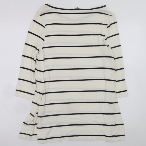 Marks and Spencer Women White Striped Shift Dress Size 8 3/4 Sleeve
