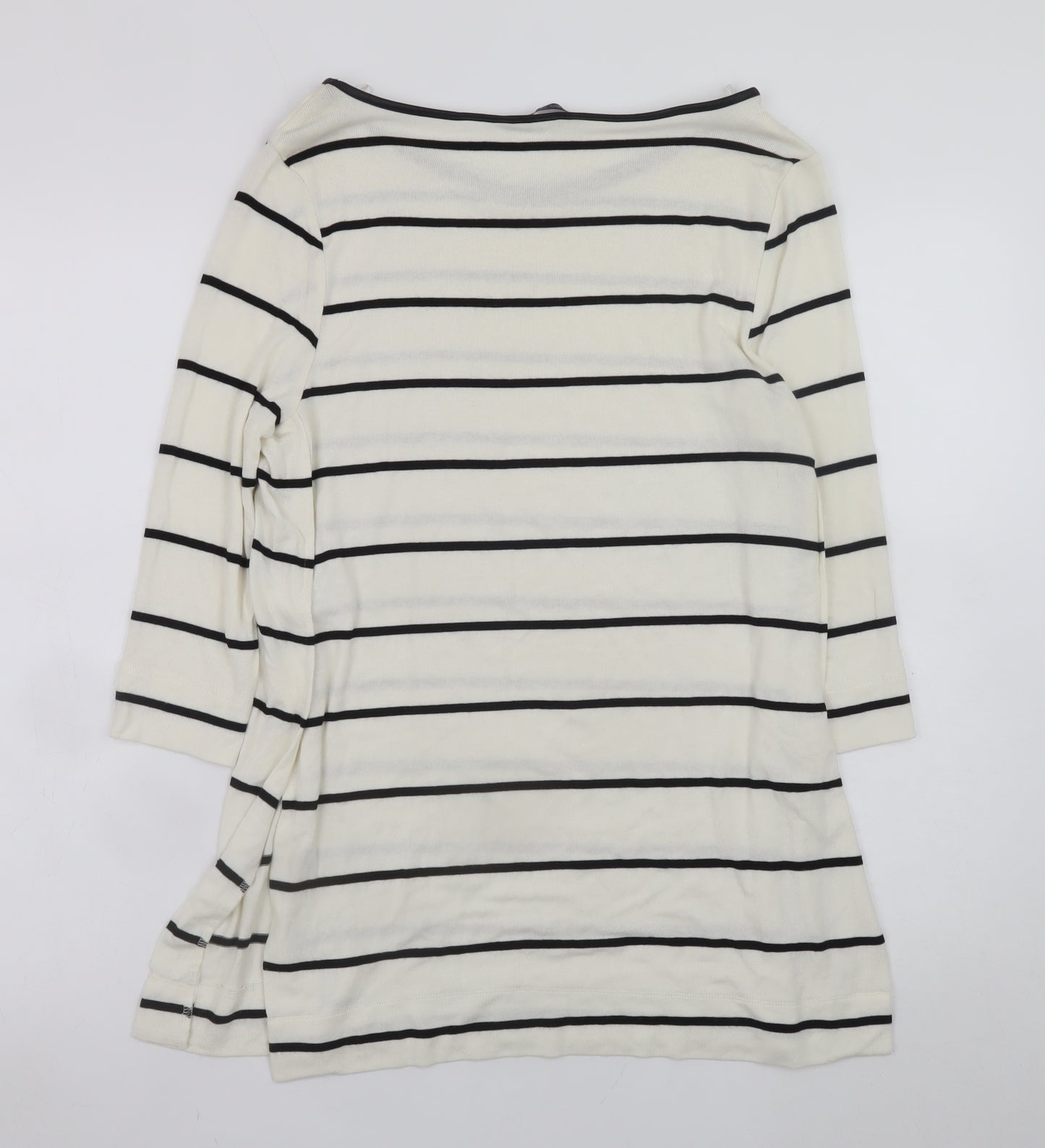 Marks and Spencer Women White Striped Shift Dress Size 8 3/4 Sleeve