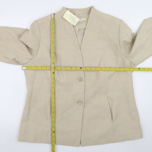 Classics Women Beige Suit Jacket Size 20 Two-Button Polyester Blazer