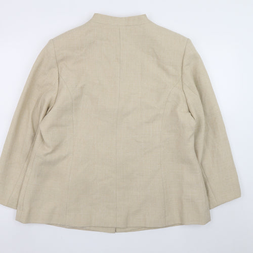Classics Women Beige Suit Jacket Size 20 Two-Button Polyester Blazer