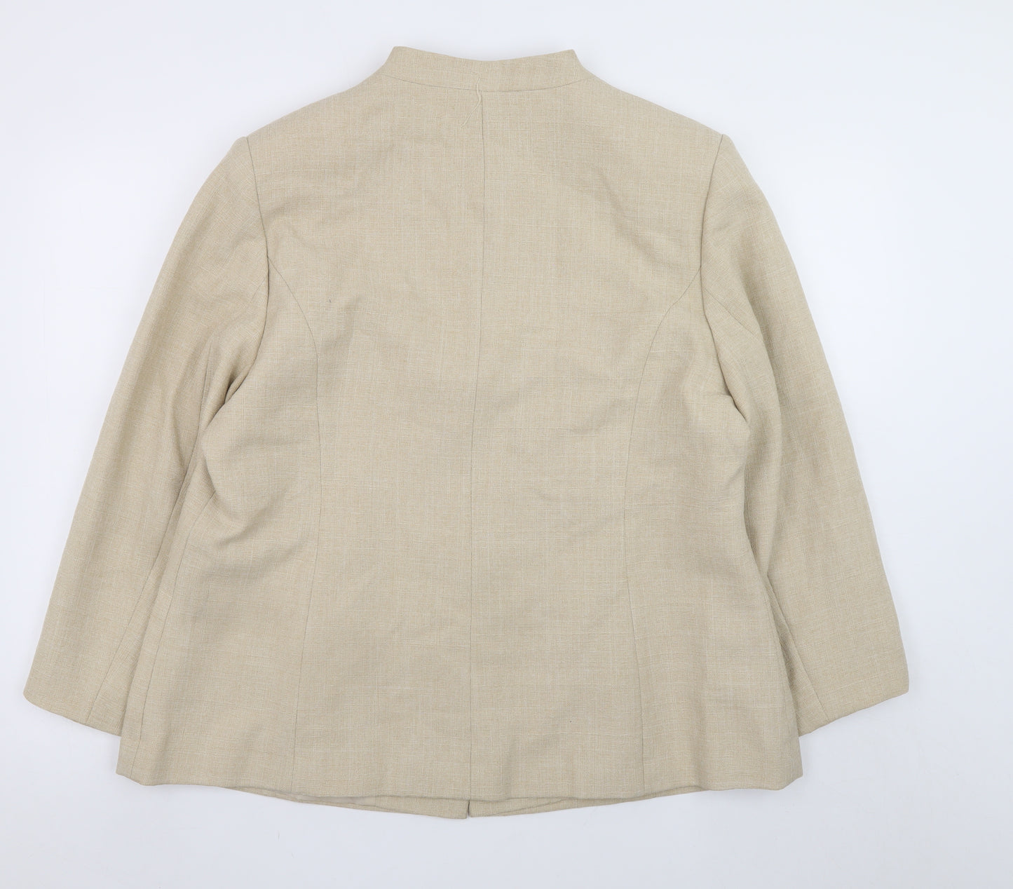 Classics Women Beige Suit Jacket Size 20 Two-Button Polyester Blazer