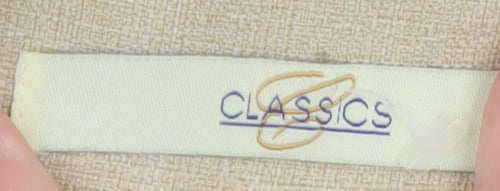 Classics Women Beige Suit Jacket Size 20 Two-Button Polyester Blazer