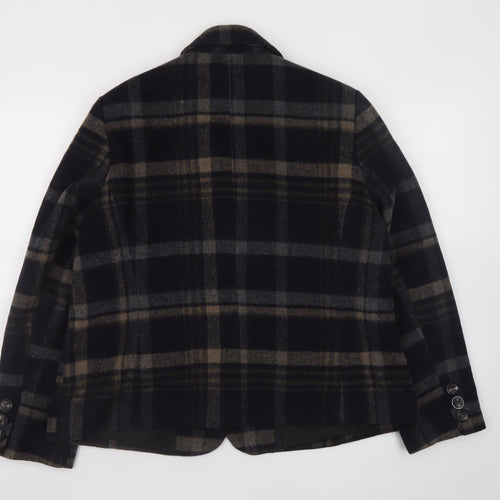 Isle Women's Brown Check Wool Blend Blazer Size 18 Lined Smart Jacket