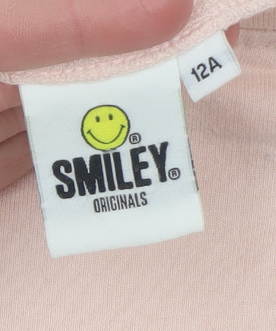 Smiley Originals Teens Pink Pullover Sweatshirt Size 12A