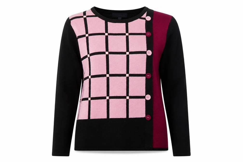 Front view of Autonomy women’s multicoloured check knit jumper, size S