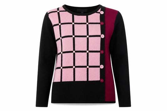 Front view of Autonomy women’s multicoloured check knit jumper, size S