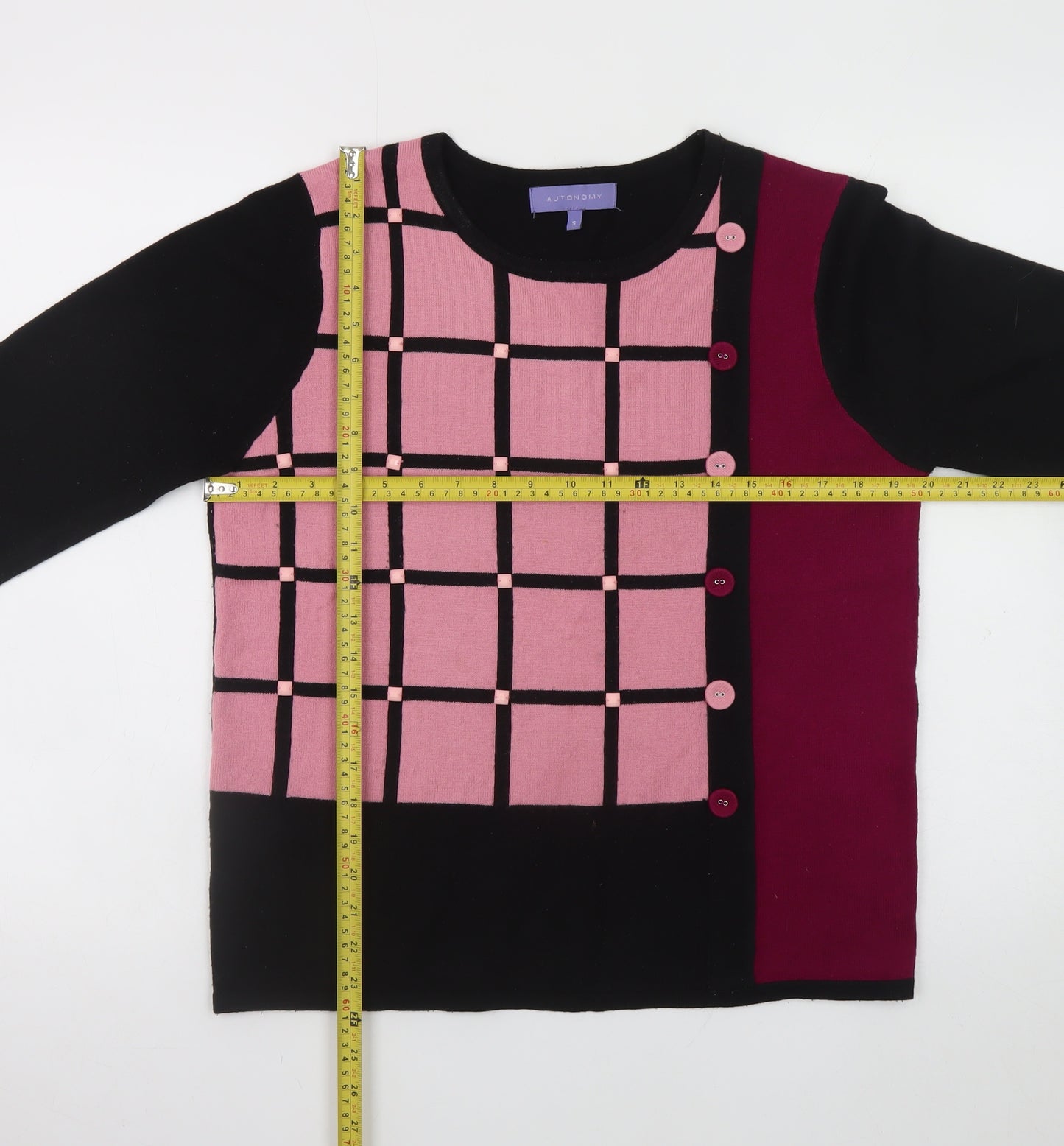 Autonomy Womens Multicoloured Check Knit Jumper Size S