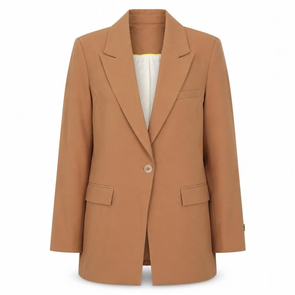 Front view of MOS MOSH Women's Brown Bine Leia Blazer, size 8, Regular Fit