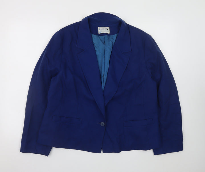 Pendleton Women's Blue Wool Blazer Size 14 Classic Single-Breasted