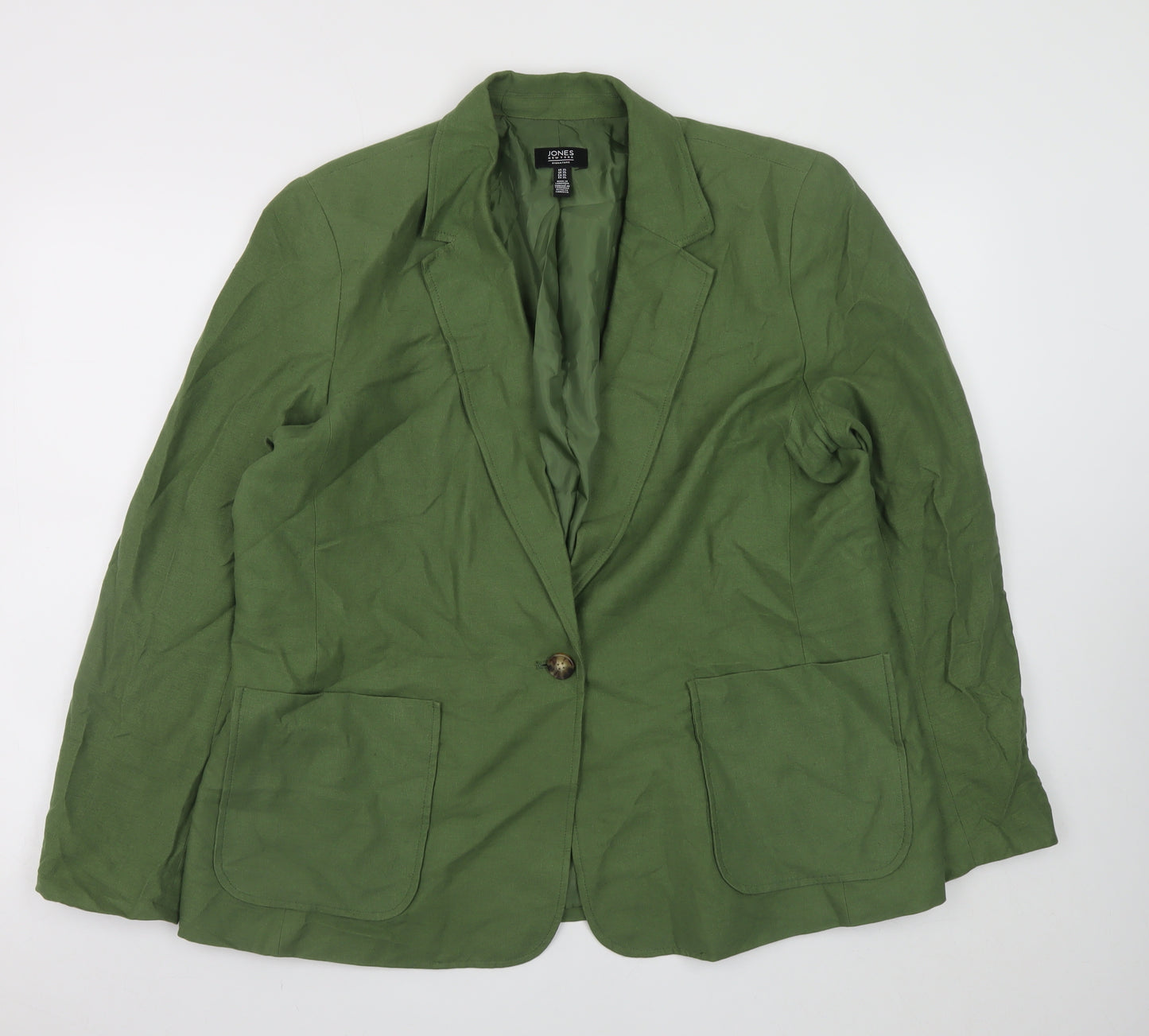 Jones New York Women’s Green Linen Blend Blazer XL Classic Style