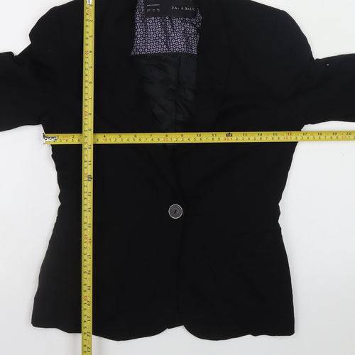 Zara Basic Women's Black One-Button Blazer Jacket Size 8