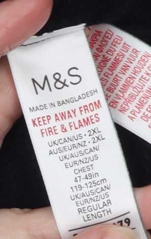 Marks and Spencer Men's Black 2XL Crew Neck Knit Jumper