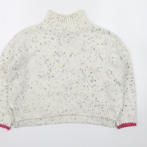 Mint Velvet Women Cream Speckled Roll Neck Jumper Size 8 Knit
