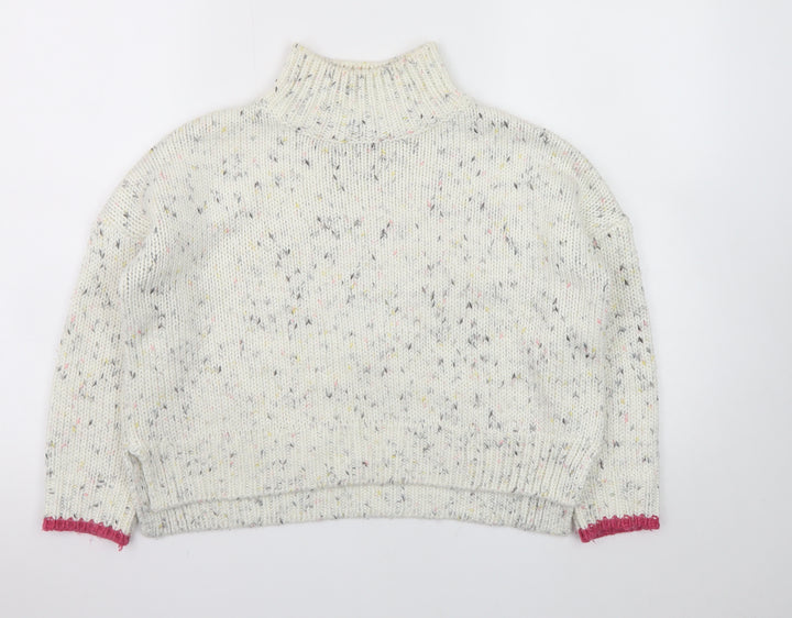 Mint Velvet Women Cream Speckled Roll Neck Jumper Size 8 Knit