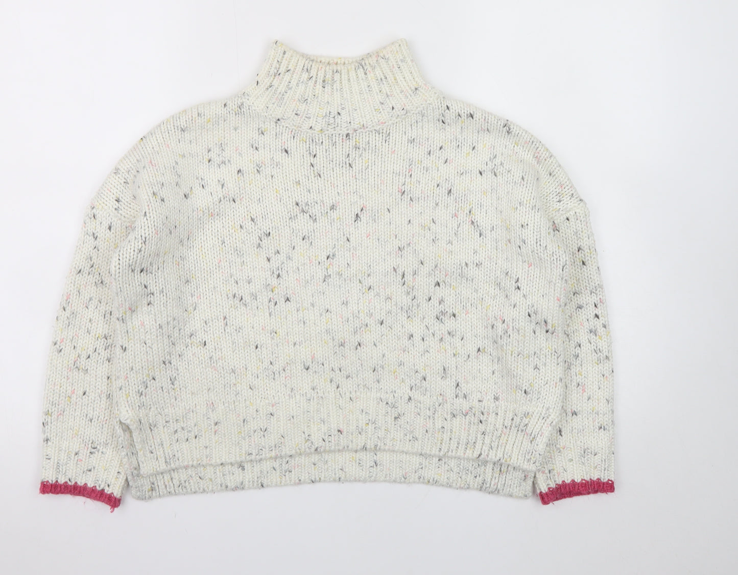 Mint Velvet Women Cream Speckled Roll Neck Jumper Size 8 Knit