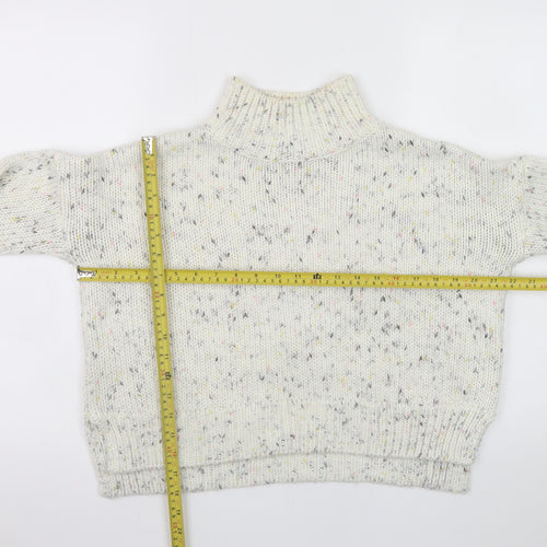 Mint Velvet Women Cream Speckled Roll Neck Jumper Size 8 Knit