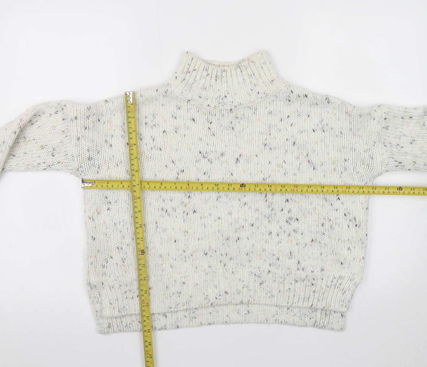 Mint Velvet Women Cream Speckled Roll Neck Jumper Size 8 Knit