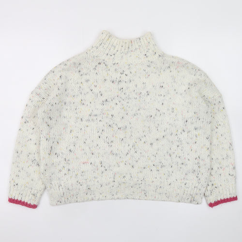 Mint Velvet Women Cream Speckled Roll Neck Jumper Size 8 Knit