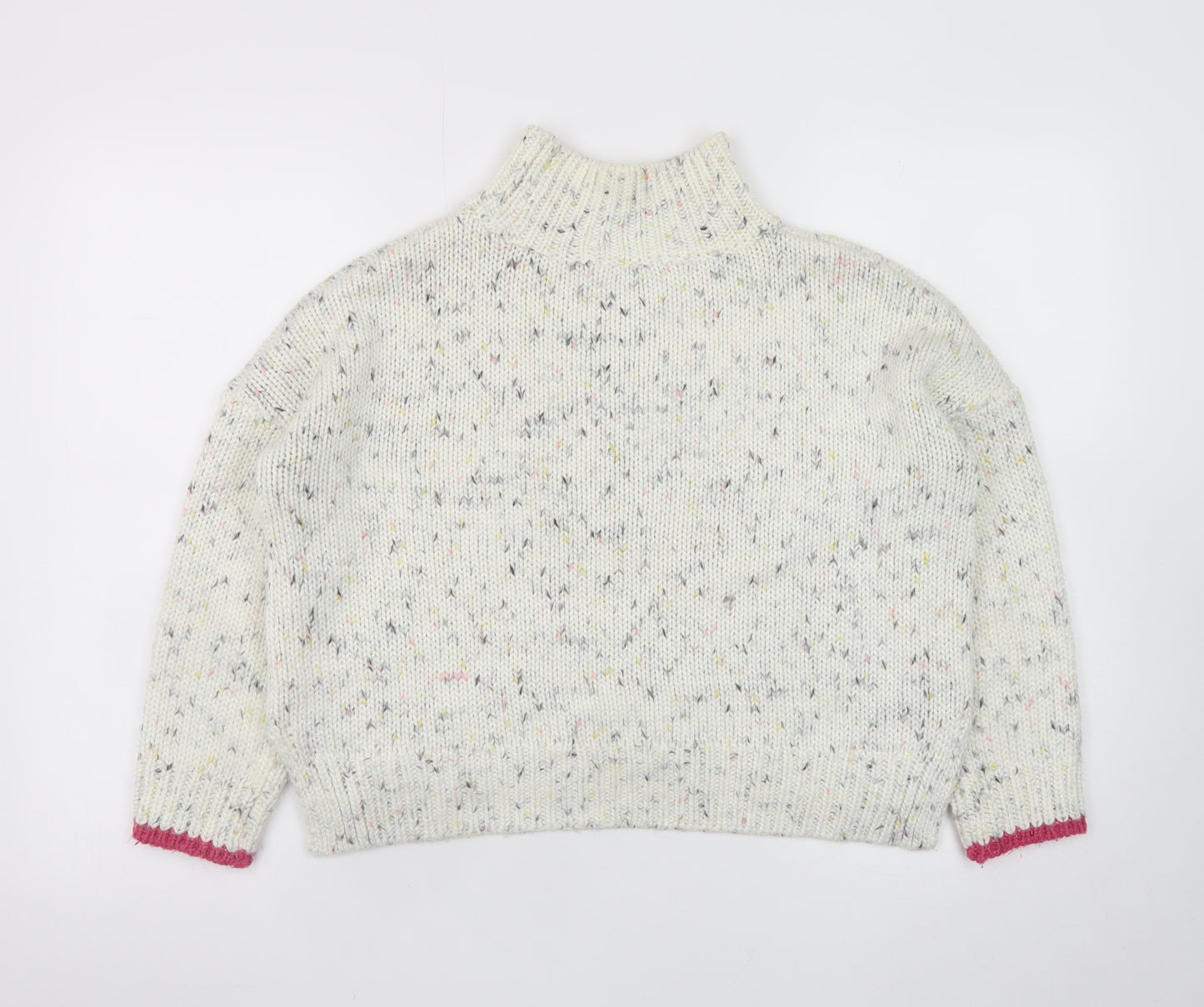 Mint Velvet Women Cream Speckled Roll Neck Jumper Size 8 Knit