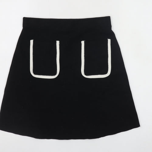Zara Women Black Knit A-Line Skirt Size 12 with Pockets