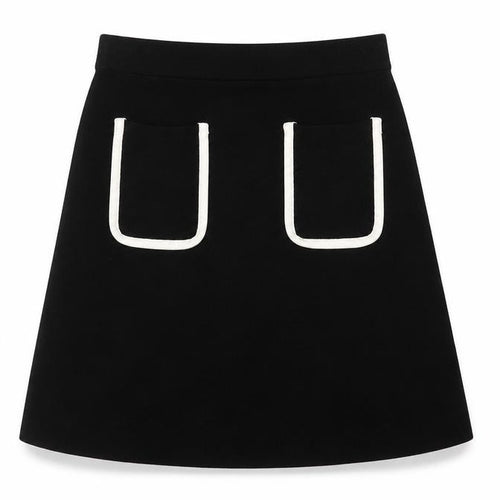 Zara Women Black Knit A-Line Skirt Size 12 with Pockets