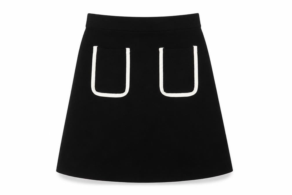 Zara Women Black Knit A-Line Skirt Size 12 with Pockets