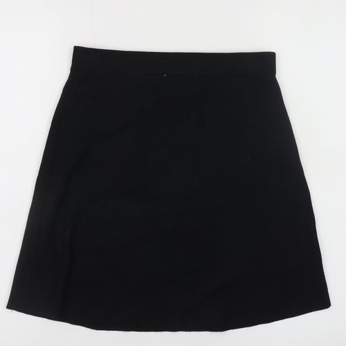 Zara Women Black Knit A-Line Skirt Size 12 with Pockets