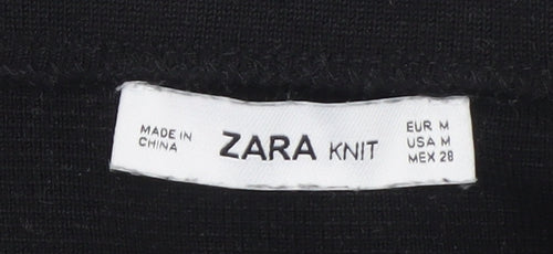 Zara Women Black Knit A-Line Skirt Size 12 with Pockets