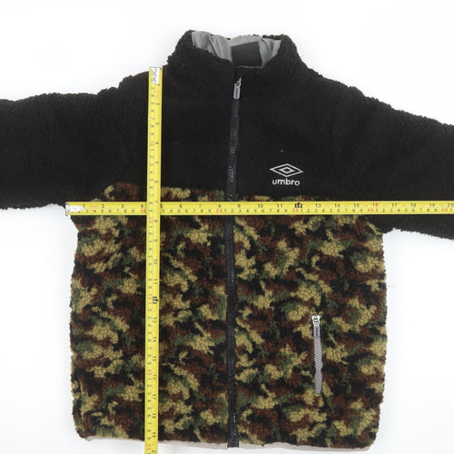 Umbro Boys Black Camouflage Fleece Puffer Jacket 8-9 Years Polyester Zip