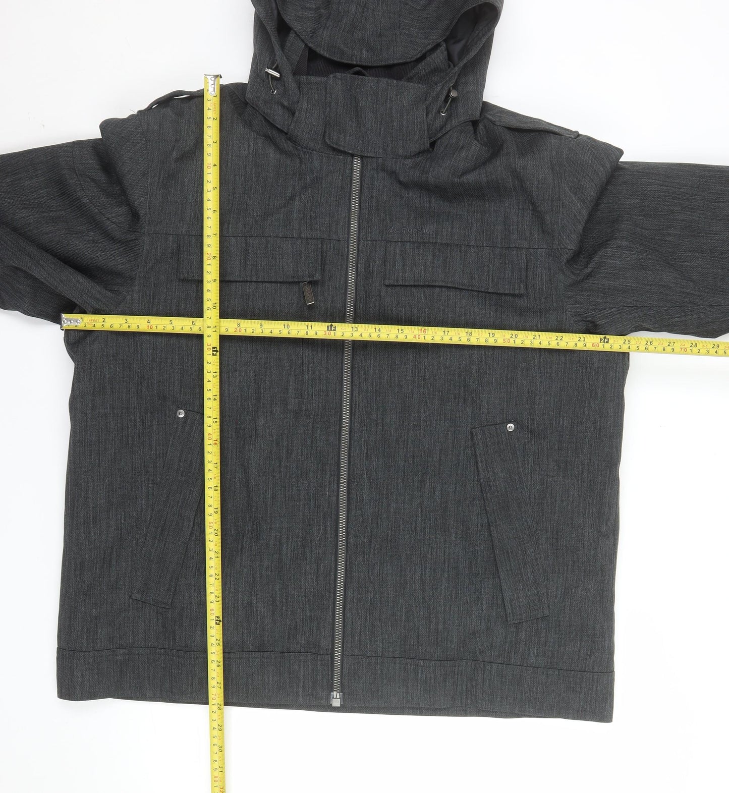 Decathlon Men’s Grey 2XL Hooded Parka Jacket Polyester Cotton Outdoor