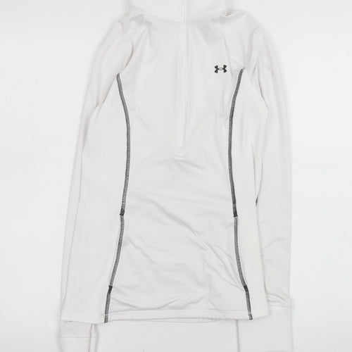 Under Armour Women White XS 1/2 Zip Fitted Hoodie Sweatshirt