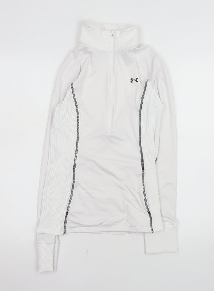 Under Armour Women White XS 1/2 Zip Fitted Hoodie Sweatshirt