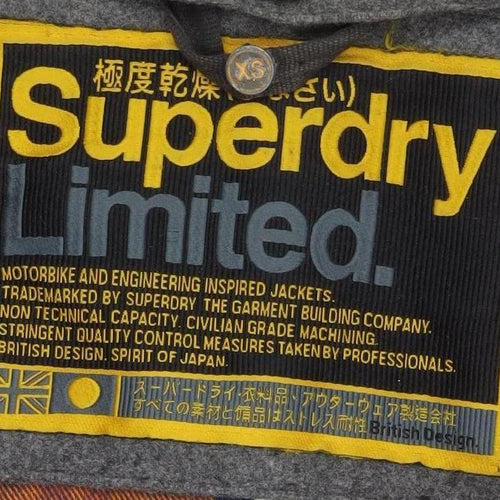 Superdry Men's Grey Wool Blend Duffle Coat XS Hooded Toggle Winter Jacket
