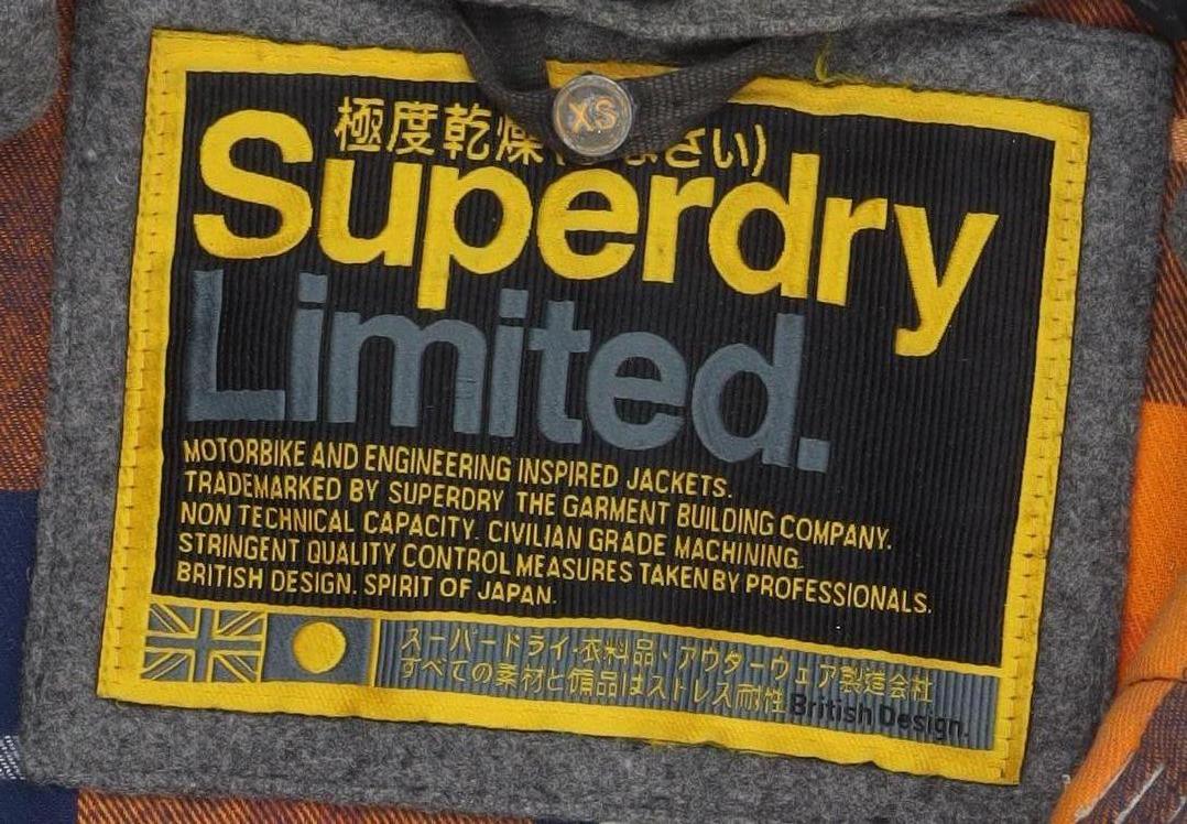 Superdry Men's Grey Wool Blend Duffle Coat XS Hooded Toggle Winter Jacket