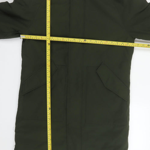 Marks and Spencer Women's Green Hooded Long Parka Coat Size S