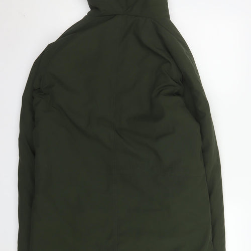 Marks and Spencer Women's Green Hooded Long Parka Coat Size S