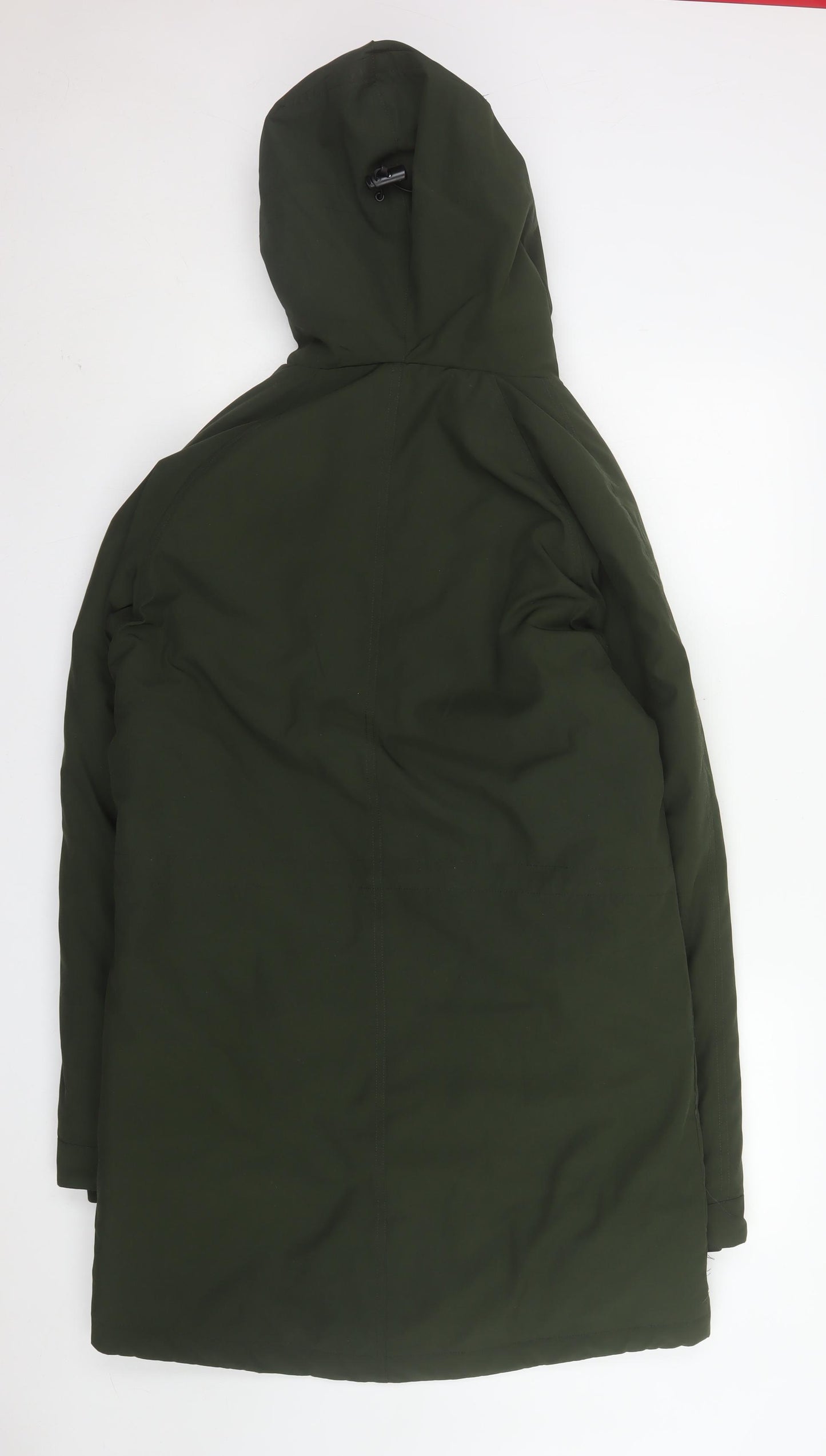 Marks and Spencer Women's Green Hooded Long Parka Coat Size S