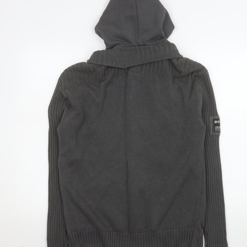 Crosshatch Men’s Grey Hooded Knit Button Jacket XL
