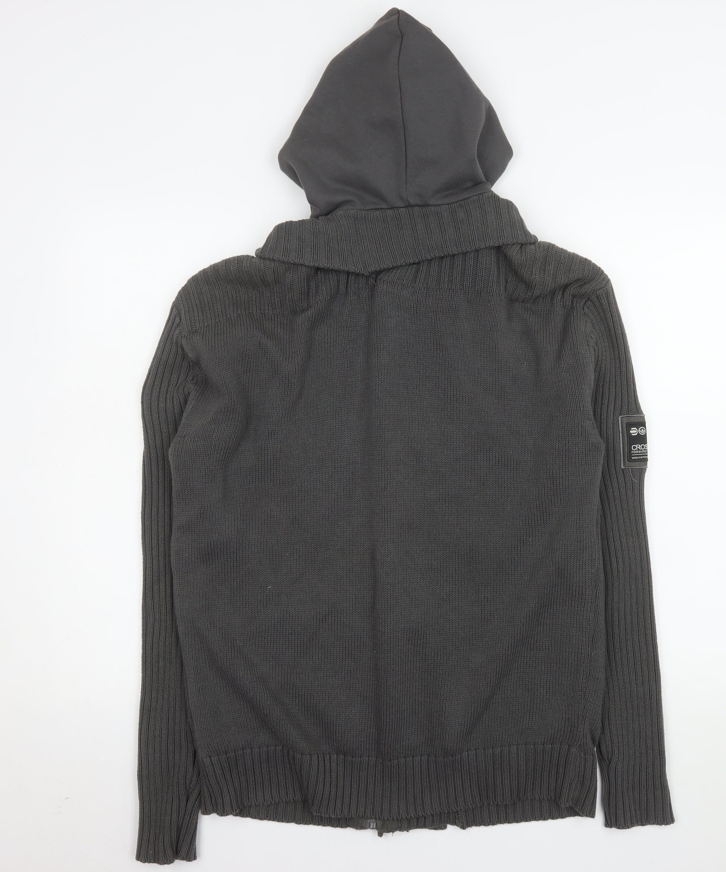 Crosshatch Men’s Grey Hooded Knit Button Jacket XL
