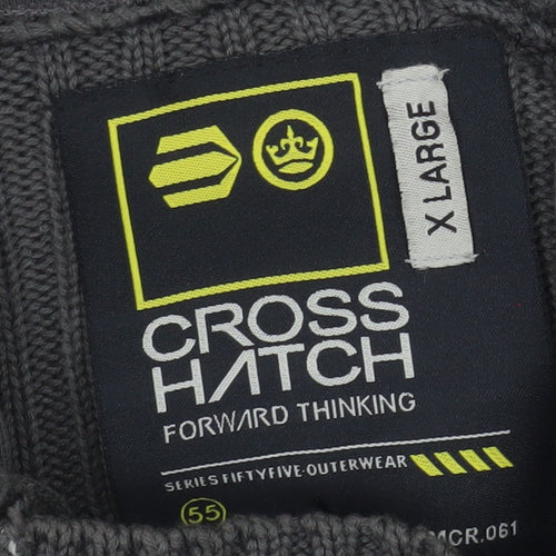 Crosshatch Men’s Grey Hooded Knit Button Jacket XL