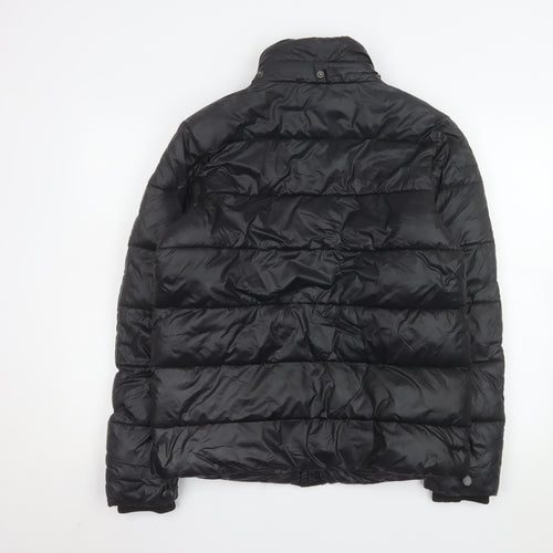 River Island Men's Black XS Puffer Jacket Nylon Zip Winter Coat