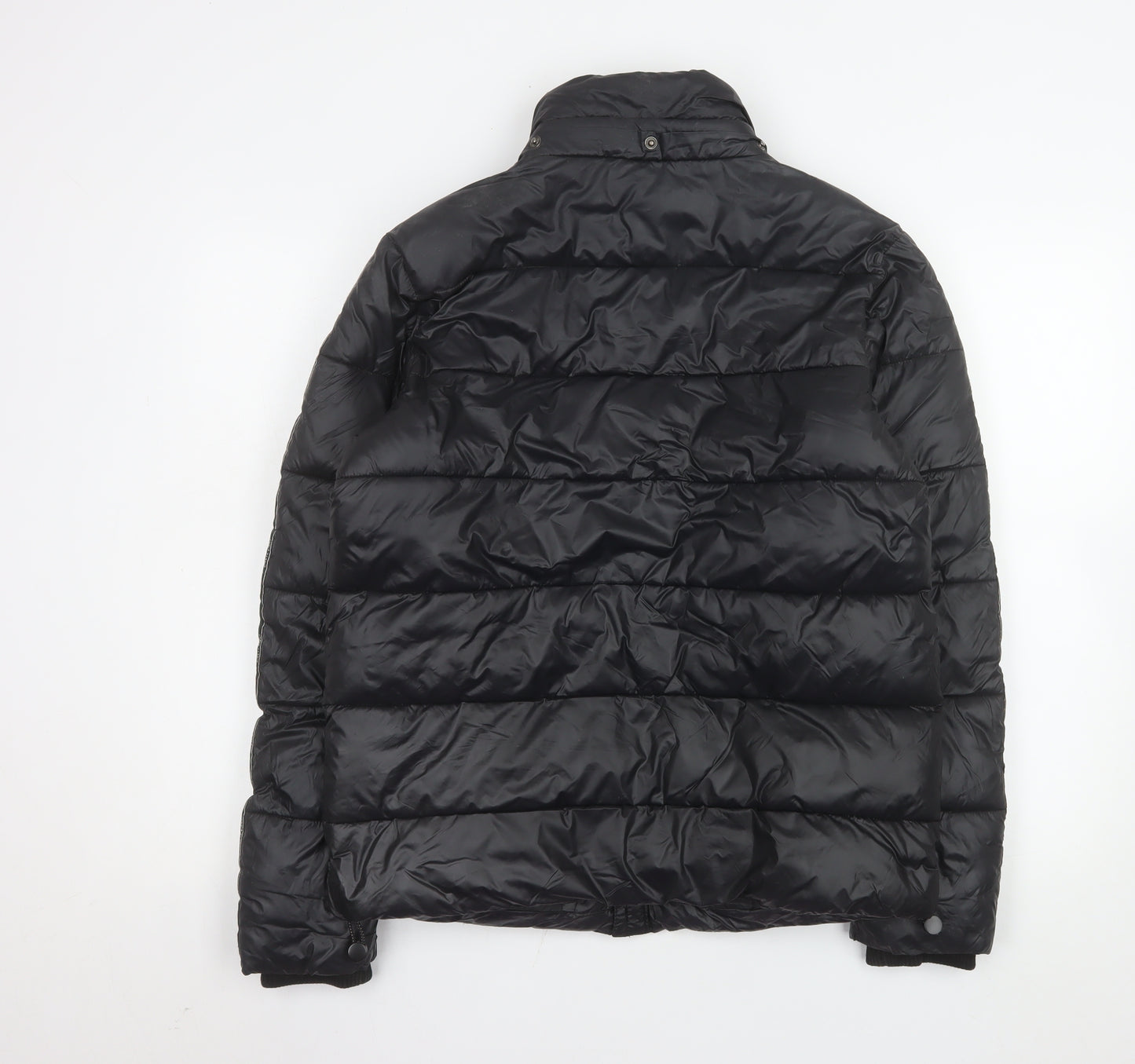 River Island Men's Black XS Puffer Jacket Nylon Zip Winter Coat