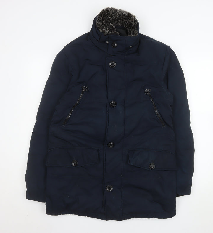 Marks and Spencer Blue Harbour Men's Blue Parka Coat Size S