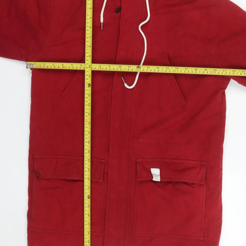 Nicce London Men's Red Cotton Hooded Parka Coat XS