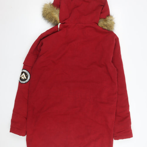 Nicce London Men's Red Cotton Hooded Parka Coat XS